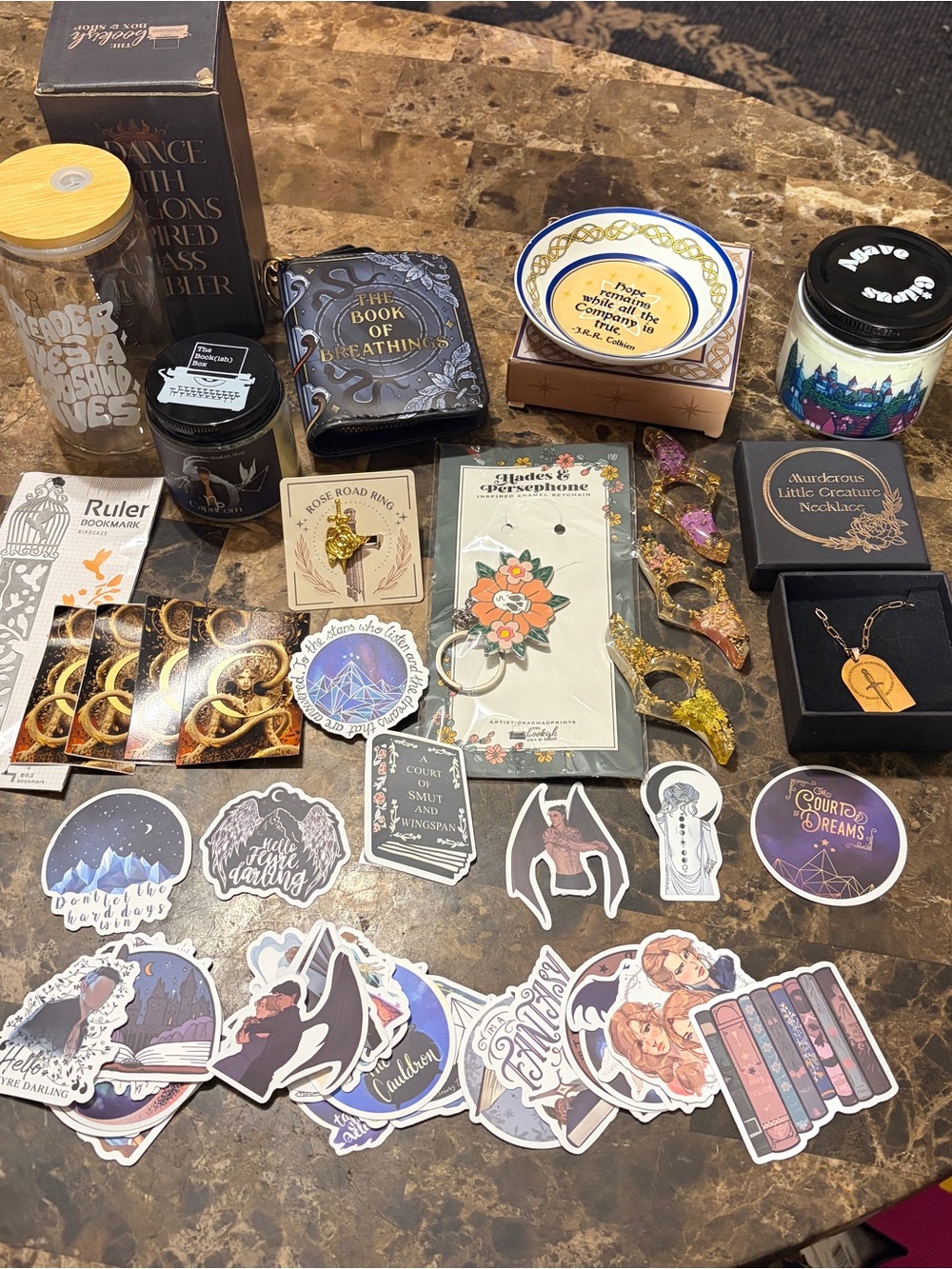“The bookish box” items and more